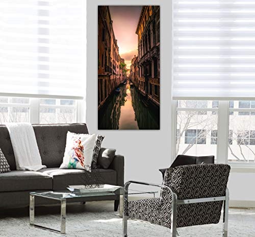 XXL Wandbild, Leinwandbild 100x50cm, Enge Gasse bei Sonnenuntergang in Venedig - Abenddämmerung und Brücken - Panoramabild Keilrahmenbild, Bild auf Leinwand - Einteilig, Fertig zum Aufhängen