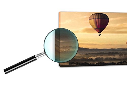 Topquadro XXL Wandbild, Leinwandbild 100x50cm, Heißluftballons bei Sonnenaufgang - Landschaft, Himmel und Nebel - Panoramabild Keilrahmenbild, Bild auf Leinwand - Einteilig, Fertig zum Aufhängen