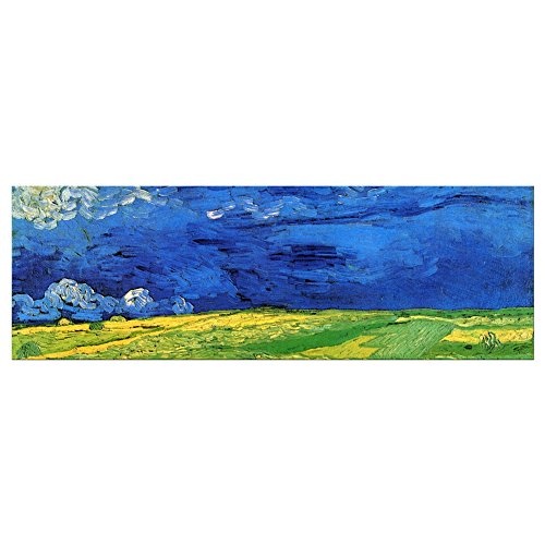 Keilrahmenbild Vincent Van Gogh Weizenfeld unter einem Gewitterhimmel - 160x50cm Panorama quer - Alte Meister Berühmte Gemälde Leinwandbild Kunstdruck Bild auf Leinwand