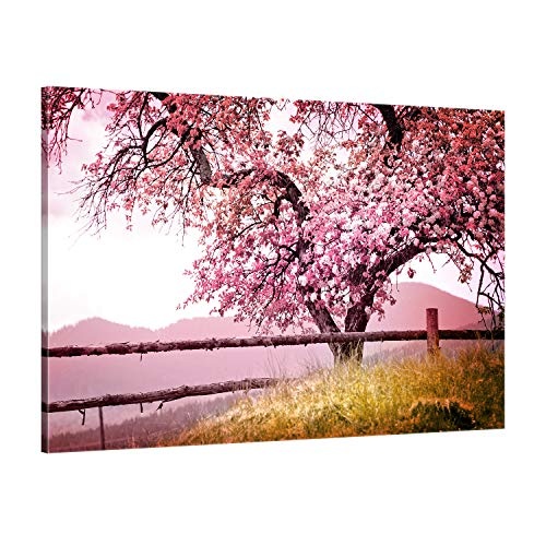 ge Bildet !!! SENSATIONSPREIS hochwertiges Leinwandbild Pflanzen Bilder - Frühlingsbaum - Natur Baum Rosa Pink - 30 x 20 cm einteilig 2206 A