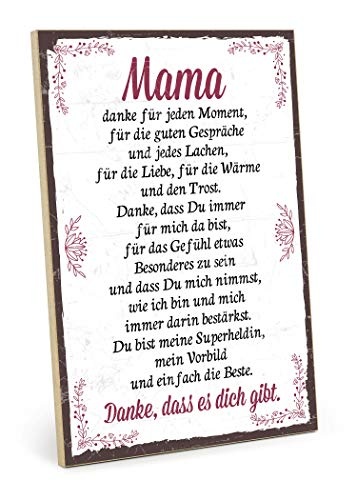 TypeStoff Holzschild mit Spruch – Danke Mama...
