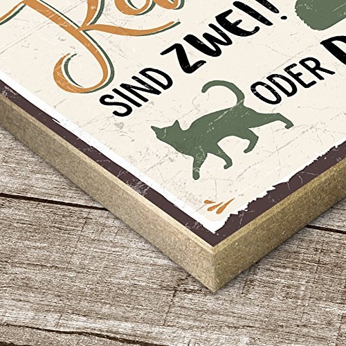 TypeStoff Holzschild mit Spruch – MEHR Katzen – im Vintage-Look mit Zitat als Geschenk und Dekoration zum Thema Haustier und Katzennarr (19,5 x 28,2 cm)