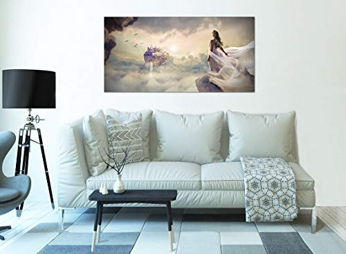 Topquadro XXL Wandbild, Leinwandbild 100x50cm, das Schloss der Träume, Fantasie - Himmel und Wolken - Panoramabild Keilrahmenbild, Bild auf Leinwand - Einteilig, Fertig zum Aufhängen