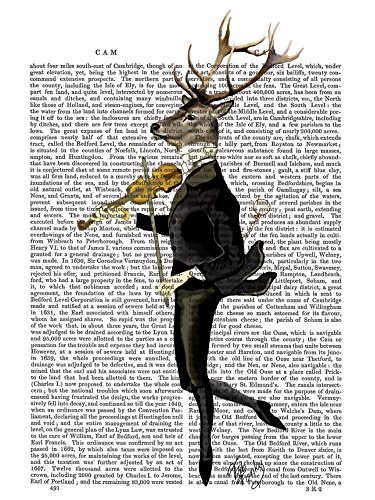 Artland Qualitätsbilder I Bild auf Leinwand Leinwandbilder Wandbilder 60 x 80 cm Tiere Humor Collage Weiß C2ER Tanzender Hirsch mit Violine