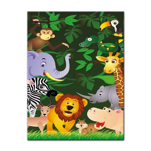 Keilrahmenbild - Kinderbild - Lustige Tiere im Dschungel...