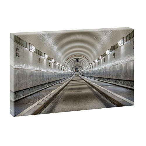 Hamburg - Alter Elbtunnel | Panoramabild im XXL Format | Trendiger Kunstdruck auf Leinwand | Verschiedene Größen (100 cm x 65 cm)