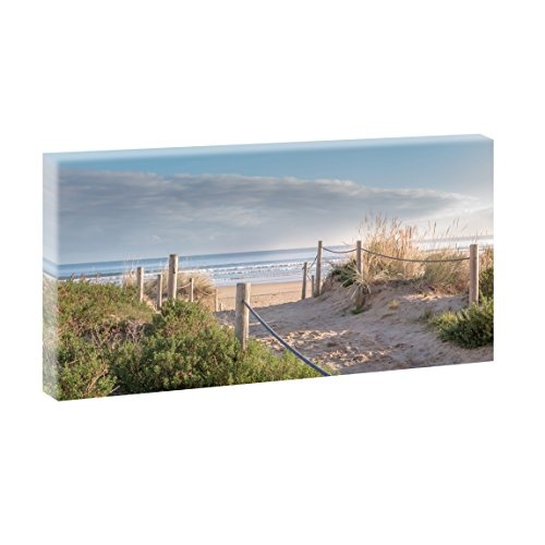 Zum Strand 1 | Panoramabild im XXL Format | Poster | Wandbild | Fotografie | Trendiger Kunstdruck auf Leinwand | Verschiedene Farben und Größen (40 cm x 80 cm, Farbig)