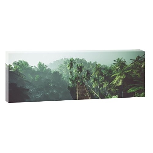 Hängebrücke | Panoramabild im XXL Format | Kunstdruck auf Leinwand | Wandbild | Poster | Fotografie | Verschiedene Formate und Farben (120 cm x 40 cm , Farbig)