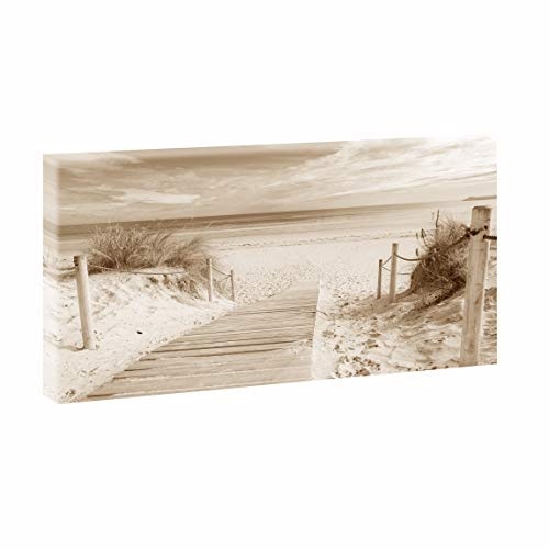 Weg zum Strand 3 | Panoramabild im XXL Format | Kunstdruck auf Leinwand | Wandbild | Poster | Fotografie | Verschiedene Formate und Farben (160 cm x 80 cm, Sepia)