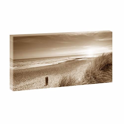 Querfarben Sonnenuntergang an der Nordsee | Vxx20500 | Panoramabild im XXL Format | Trendiger Kunstdruck auf Leinwand | Verschiedene Größen (40 cm x 80 cm, Sepia)