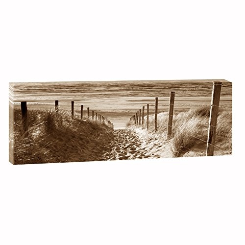 Weg zum Nordseestrand | Panoramabild im XXL Format | Trendiger Kunstdruck auf Leinwand | Verschiedene Größen und Farben (150 cm x 50 cm, Sepia)