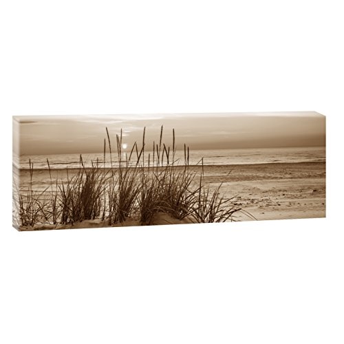 Sonnenuntergang am Meer | Panoramabild im XXL Format | Poster | Wandbild | Fotografie | Trendiger Kunstdruck auf Leinwand | Verschiedene Farben und Größen (120 cm x 40 cm, Sepia)
