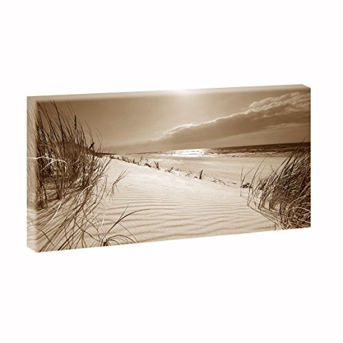 Stranddünen 3 | Panoramabild im XXL Format | Kunstdruck auf Leinwand | Wandbild | Poster | Fotografie | Verschiedene Formate und Farben (40 cm x 80 cm, Sepia)
