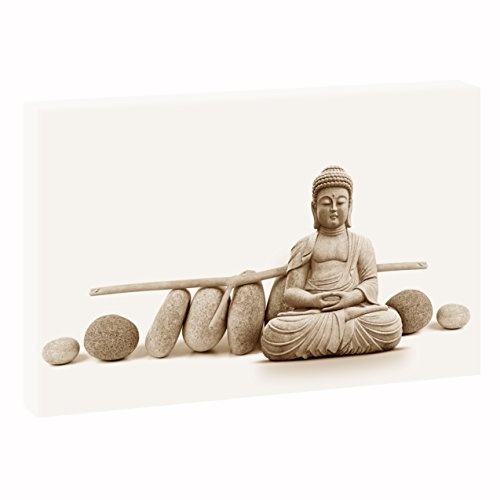 Yoga | V1710103 | Bilder auf Leinwand | Wandbild im XXL Format | Kunstdruck in 120 cm x 80 cm | Bild Buddha Meditation Zen Buddhismus (Sepia)