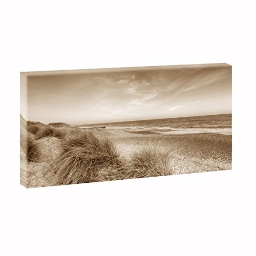Stranddünen 1 | Panoramabild im XXL Format | Kunstdruck auf Leinwand | Wandbild | Poster | Fotografie | Verschiedene Formate und Farben (40 cm x 80 cm, Sepia)