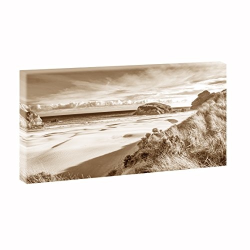 Stranddünen 2 | Panoramabild im XXL Format | Kunstdruck auf Leinwand | Wandbild | Poster | Fotografie | Verschiedene Formate und Farben (40 cm x 80 cm, Sepia)