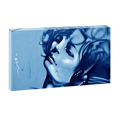 Querfarben Music | Panoramabild im XXL Format | Poster | Wandbild | Fotografie | Trendiger Kunstdruck auf Leinwand Größen (135 cm x 80 cm, Blau)