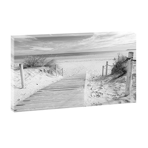 Weg zum Strand 3 | Panoramabild im XXL Format | Kunstdruck auf Leinwand | Wandbild | Poster | Fotografie | Verschiedene Formate und Farben (135 cm x 80 cm, Schwarz-Weiß)