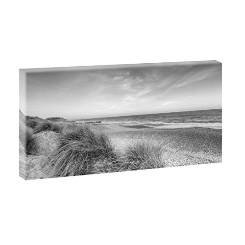 Stranddünen 1 | Panoramabild im XXL Format | Kunstdruck auf Leinwand | Wandbild | Poster | Fotografie | Verschiedene Formate und Farben (40 cm x 80 cm, Schwarz-Weiß)