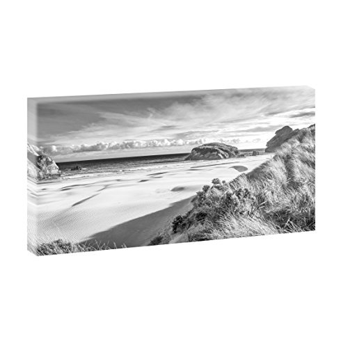 Stranddünen 2 | Panoramabild im XXL Format | Kunstdruck auf Leinwand | Wandbild | Poster | Fotografie | Verschiedene Formate und Farben (40 cm x 80 cm, Schwarz-Weiß)