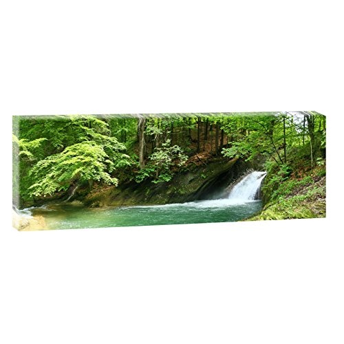 Eistobel Wasserfall | Panoramabild im XXL Format | Kunstdruck auf Leinwand | Wandbild | Poster | Fotografie | Verschiedene Formate und Farben (120 cm x 40 cm, Farbig)