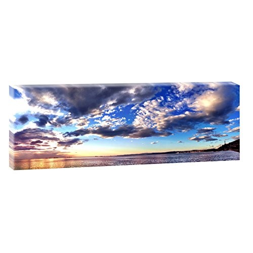 Italien-Sonnenuntergang in Trieste | Panoramabild im XXL Format | Trendiger Kunstdruck auf Leinwand | Verschiedene Größen (120 cm x 65 cm)