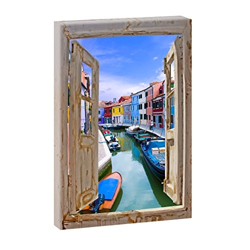 Fensterblick Burano Island Canal | Hochformat |...