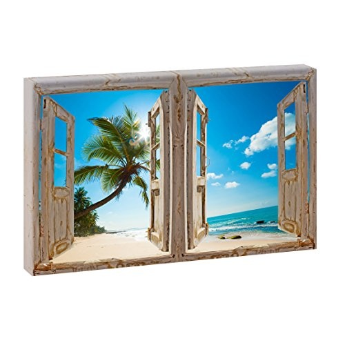 Doppelter Fensterblick Tropical Beach | Panoramabild im...