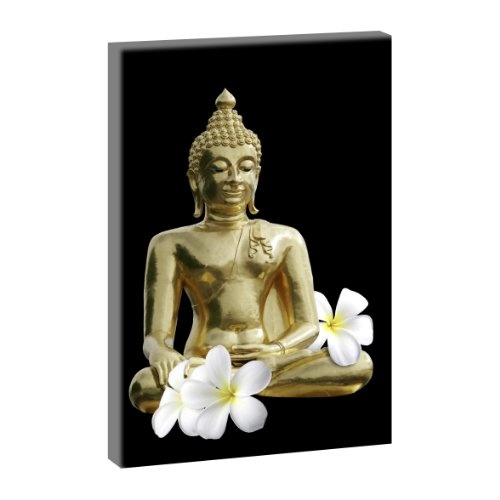 Buddha | Panoramabild im XXL Format | Poster | Wandbild | Fotografie | Trendiger Kunstdruck auf Leinwand | Verschiedene Farben und Größen (100 cm x 65 cm, Farbig)