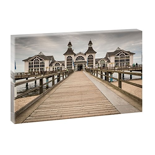 Rügen - Pier | Panoramabild im XXL Format | Kunstdruck auf Leinwand | Wandbild | Poster | Fotografie | Verschiedene Formate und Farben (100 cm x 65 cm, Farbig)