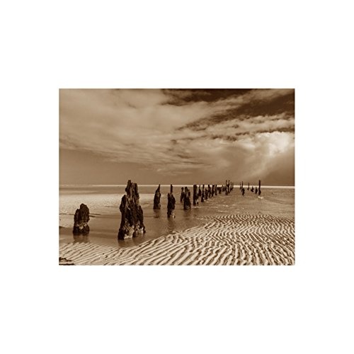 Nordsee - Ostanleger | Panoramabild im XXL Format | Poster | Wandbild | Poster | Fotografie | Trendiger Kunstdruck auf Leinwand | Verschiedene Farben und Größen (30 cm x 40 cm, Sepia)
