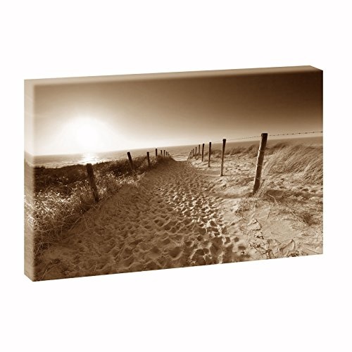 Weg durch die Dünen 3 | Panoramabild im XXL Format | Kunstdruck auf Leinwand | Wandbild | Poster | Fotografie | Verschiedene Formate und Farben (100 cm x 65 cm , Sepia)