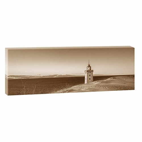 Sonnenuntergang in Lökken | Panoramabild im XXL Format | Poster | Wandbild | Fotografie | Trendiger Kunstdruck auf Leinwand | Verschiedene Farben und Größen (150 cm x 50 cm, Sepia)