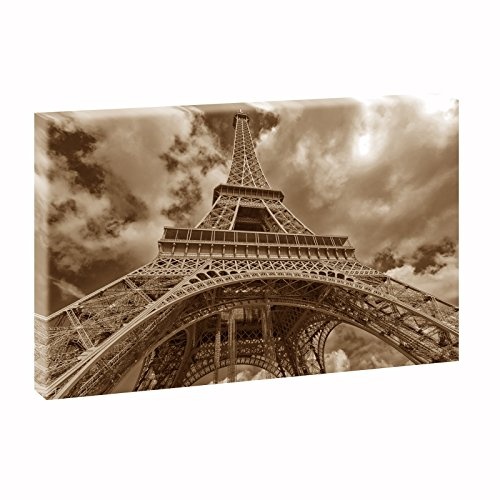 Eiffelturm | Panoramabild im XXL Format | Kunstdruck auf Leinwand | Wandbild | Poster | Fotografie | Verschiedene Formate und Farben (100 cm x 65 cm , Sepia)