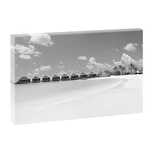Malediven 2 - Trendiger Kunstdruck auf Leinwand - 100cm x 65cm (100 cm yx 65 cm, Schwarz-Weiß)
