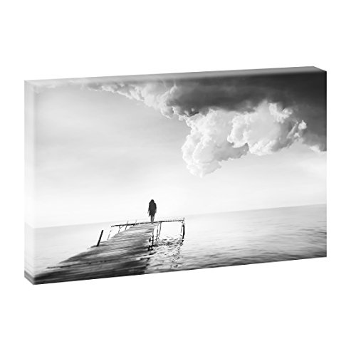 Gedanken | Panoramabild im XXL Format | Poster | Wandbild | Fotografie | Trendiger Kunstdruck auf Leinwand | Verschiedene Farben und Größen (100 cm x 65 cm, Schwarz-Weiß)