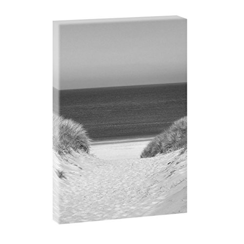 Dünenübergang 4 | Panoramabild im XXL Format | Poster | Wandbild | Fotografie | Trendiger Kunstdruck auf Leinwand (100 cm x 65 cm | Hochformat, Schwarz-Weiß)