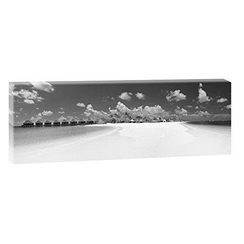 Malediven 2 | Panoramabild im XXL Format | Kunstdruck auf Leinwand | Wandbild | Poster | Fotografie | Verschiedene Formate und Farben (150 cm x 50 cm, Schwarz-Weiß)