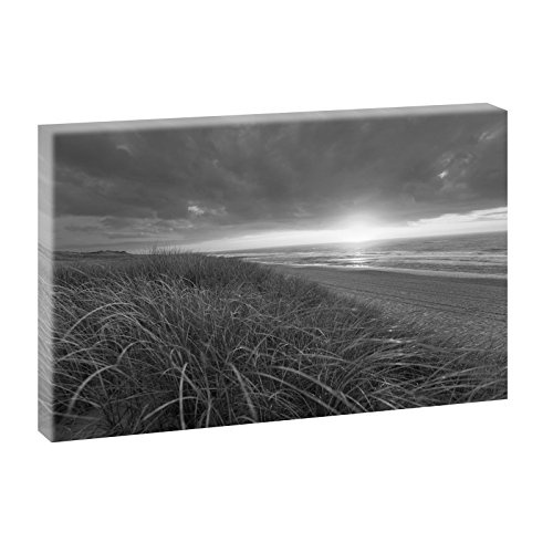 Sylt - Sonnenuntergang | Panoramabild im XXL Format | Kunstdruck auf Leinwand | Wandbild | Poster | Fotografie | Verschiedene Formate und Farben (100 cm x 65 cm , Schwarz-Weiß)