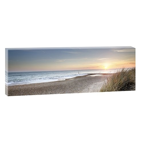 Querfarben Sonnenuntergang an der Nordsee | Vxx20500 | Panoramabild im XXL Format | Trendiger Kunstdruck auf Leinwand | Verschiedene Größen (120 cm x 40 cm, Farbig)