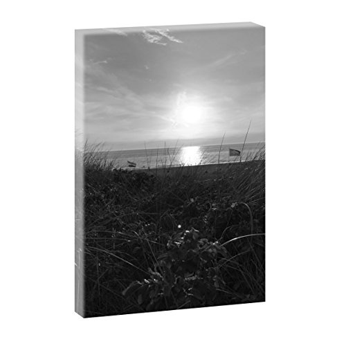 Abendstunde am Meer 2 | Panoramabild im XXL Format | Poster | Wandbild | Fotografie | Trendiger Kunstdruck auf Leinwand (120 cm x 80 cm | Hochformat, Schwarz-Weiß)