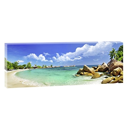 Seychellen 1 | Panoramabild im XXL Format | Trendiger Kunstdruck auf Leinwand | 150 cm x 50 cm