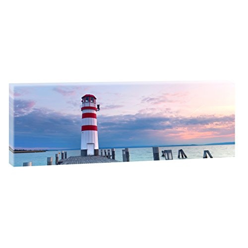 Leuchtturm am Steg | Panoramabild im XXL Format | Poster...