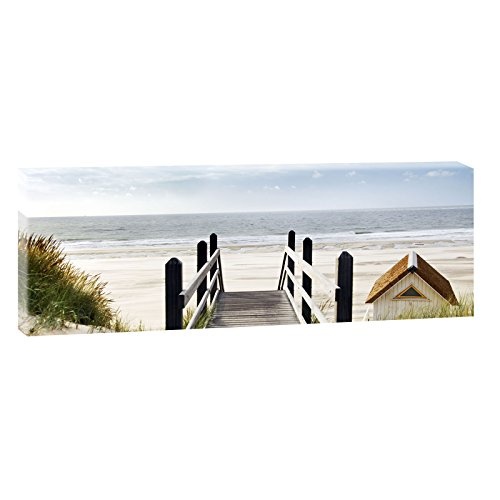 Nordseestrand - Holland | Panoramabild im XXL Format | Trendiger Kunstdruck auf Leinwand | Verschiedene Formate und Farben (150 cm x 50 cm, Farbig)