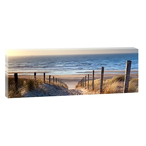 Weg zum Nordseestrand | Panoramabild im XXL Format | Wandbild Poster Fotografie Trendiger Kunstdruck auf Leinwand | Verschiedene Größen und Farben (150 cm x 50 cm, Farbig)