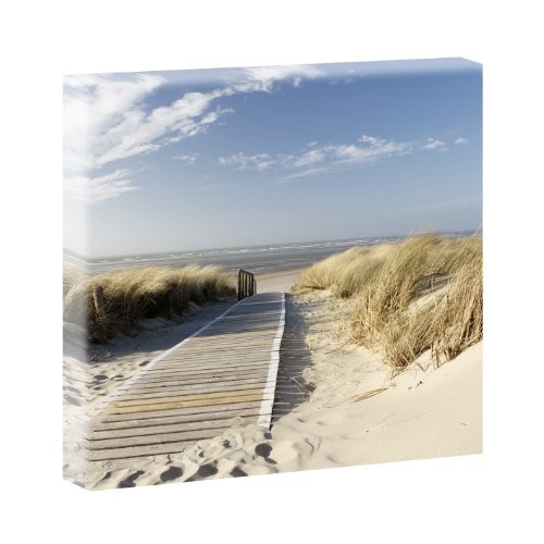 Nordseestrand auf Langeoog - Trendiger Kunstdruck auf Leinwand - 65cm x 65cm