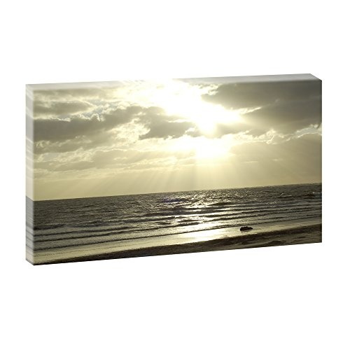 Querfarben Sonnenuntergang am Meer 2 | Trendiger Kunstdruck auf Leinwand | XXL Format | 135 cm x 80 cm