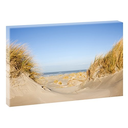 Dünen am Morgen | V1720549 | Bilder auf Leinwand | Wandbild im XXL Format | Kunstdruck in 120 cm x 80 cm | Bild Strand Meer Nordsee Brandung (Farbig)