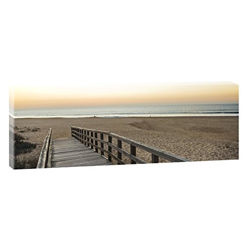 Steg zum Meer | Panoramabild im XXL Format | Trendiger Kunstdruck auf Leinwand | Verschiedene Größen (120 cm x 40 cm)