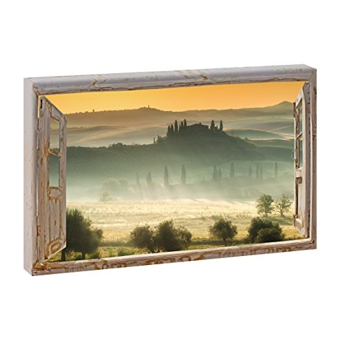 Fensterblick - Toskana am Morgen | Panoramabild im XXL...